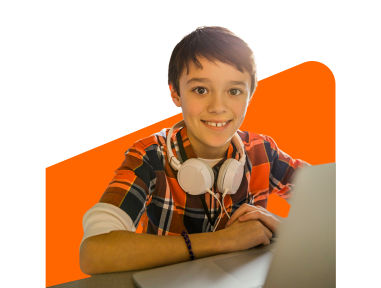 School student at his computer