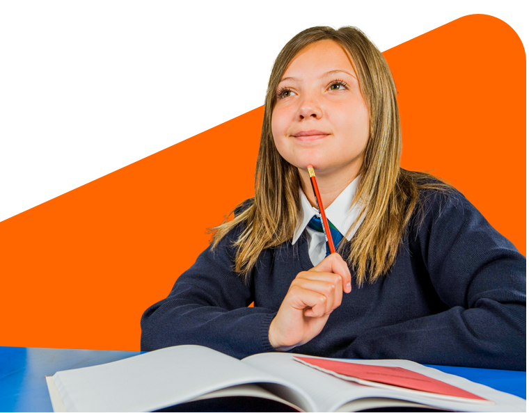 Student girl at school desk